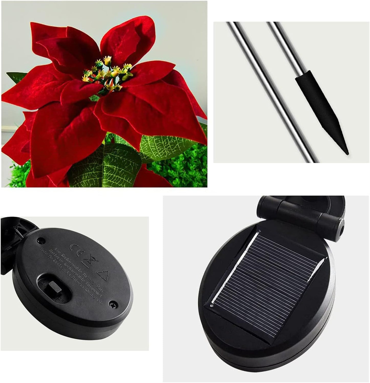 Paquete de 4 luces solares para jardín de Nochebuena • Gardenizi