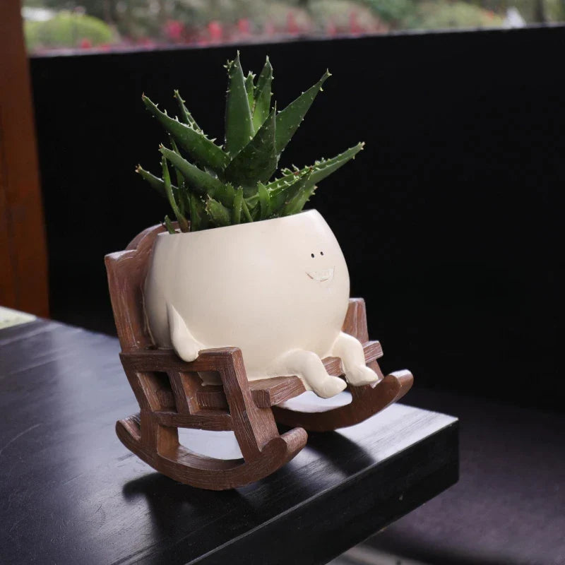 Rocking Chair Smiley Pot