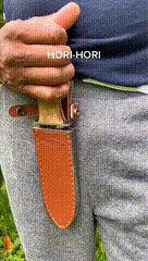 Cuchillo de jardín Hori Hori profesional con funda de cuero