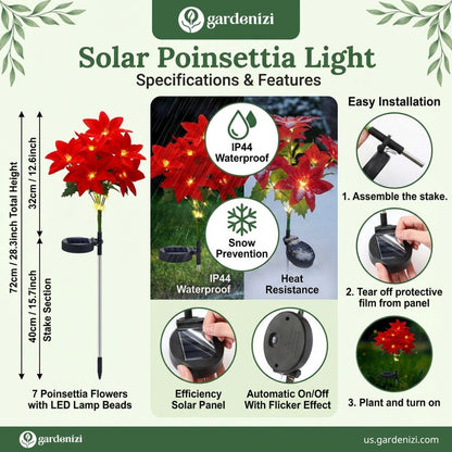 4-pack Poinsettia Solar Garden Lights • Gardenizi